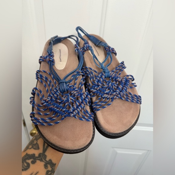 Free People Blue Rope Knotted Sandals Size 9.5 Outdoors Casual Summer Comfy - Picture 2 of 7